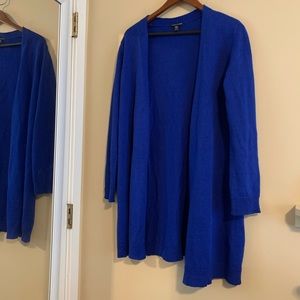 Eileen Fischer beautiful blue cardigan sweater .